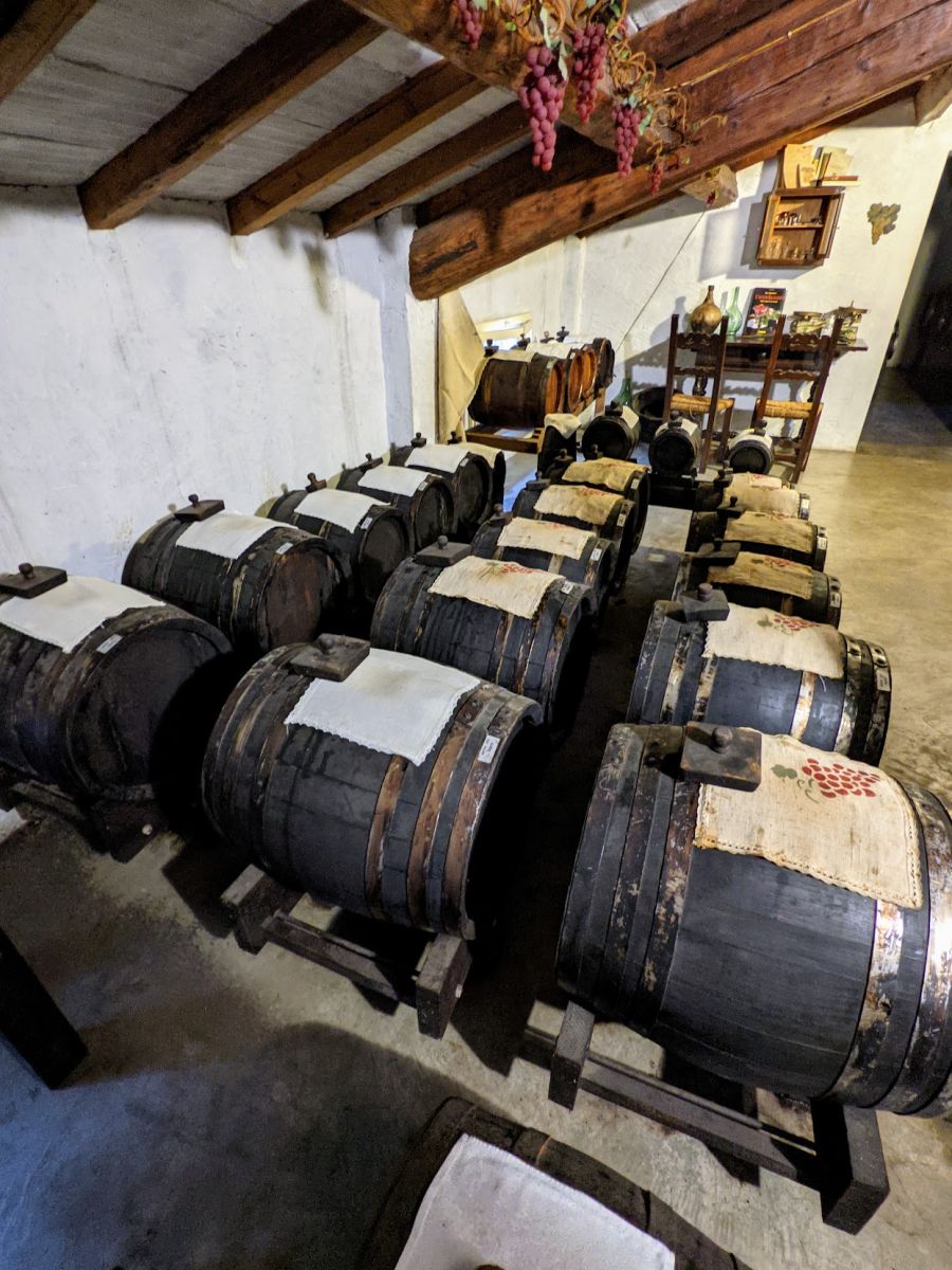Rows of balsamic barrels
