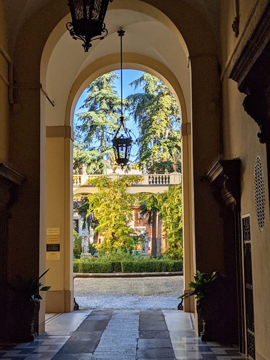 Looking into a courtyard