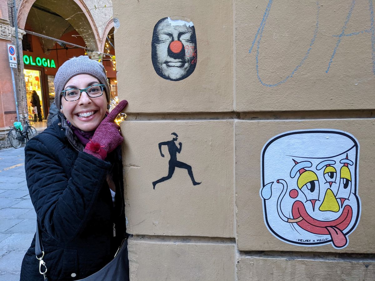 Teresa admiring some graffiti