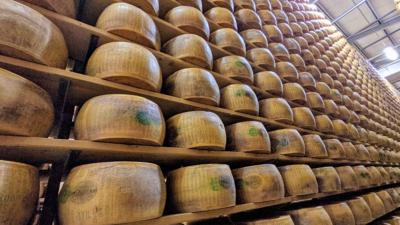 Stacks of cheese wheels