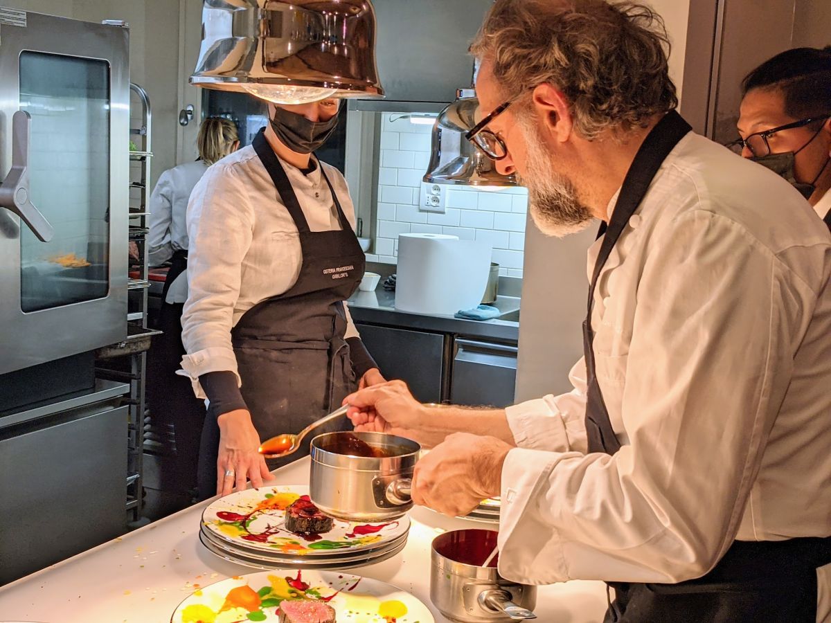 Massimo plating some dishes