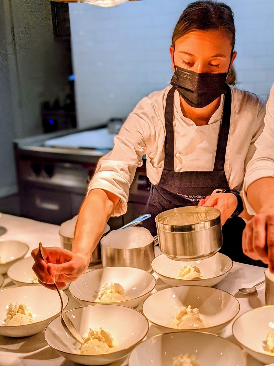 Chef plating a course
