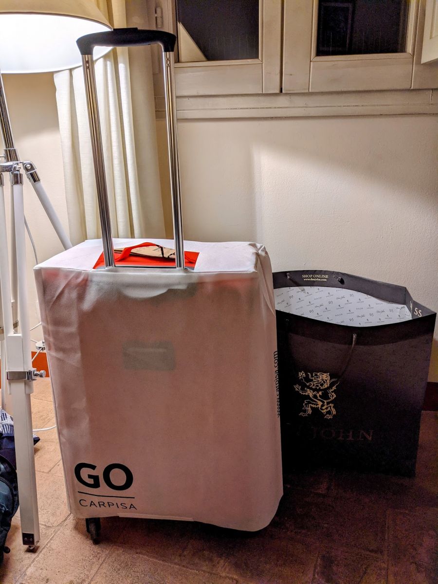 New suitcase with the hidden coat inside