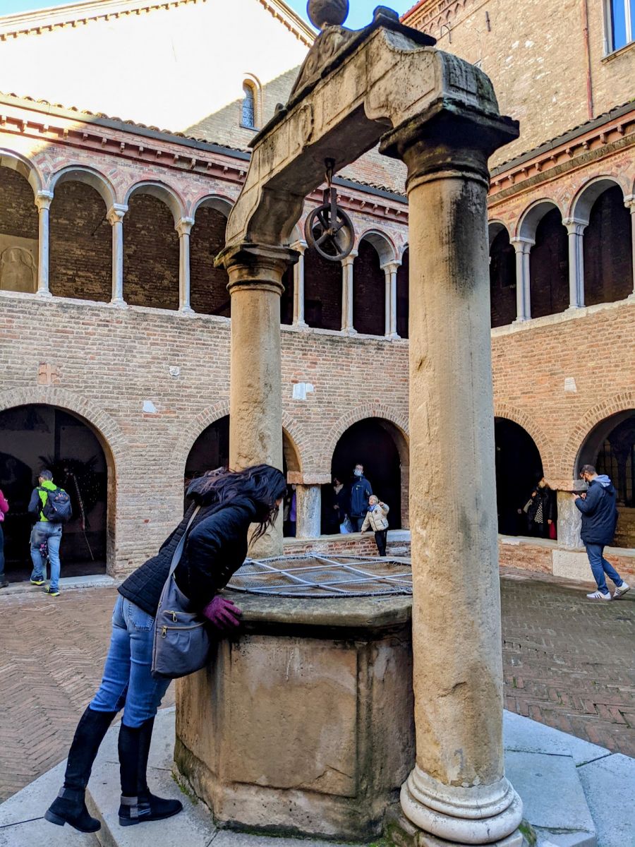 Teresa looking down the well