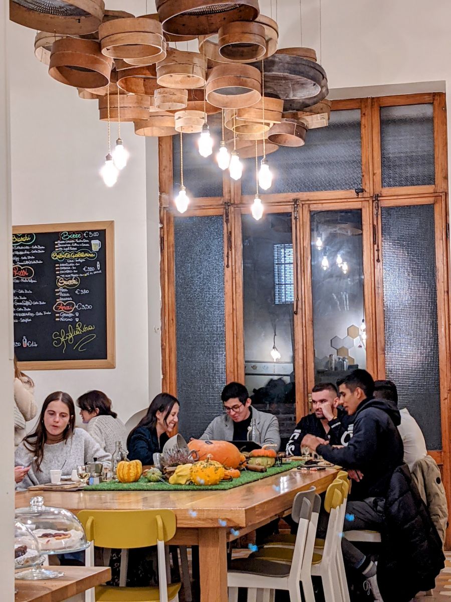 Diners enjoying their pasta