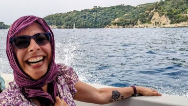 Teresa on the ferry