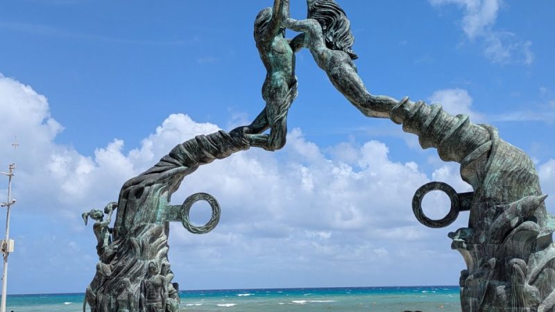 A sculpture on the beach at Playa del Carmen