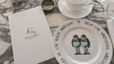 Cups and plates set out for afternoon tea