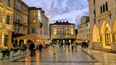 Square in Split at dusk