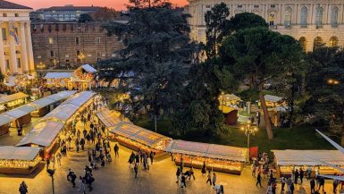 View of the Verona Christmas Market from atop the Arena
